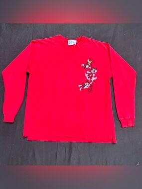 Vintage Animaniacs Red Long Sleeve Graphic Tee with Cartoon Detail Size Large
